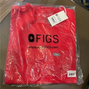 Figs Red V-Neck Medical Scrub Top